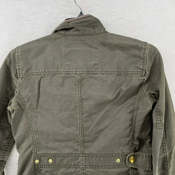 J.Crew Field Utility Jacket Women's 2XS Forest Green Waxed Resin Zipper Pocket - Picture 8 of 13